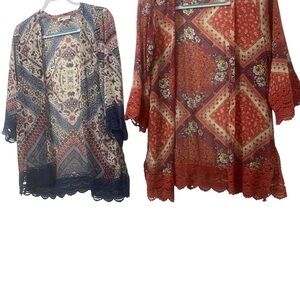 Jolt Women's Bohemian Blouses - Blue and Red